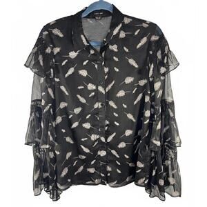 Lost Ink Sheer | Romantic Goth Boho | Tiered Ruffle Sleeves- Small